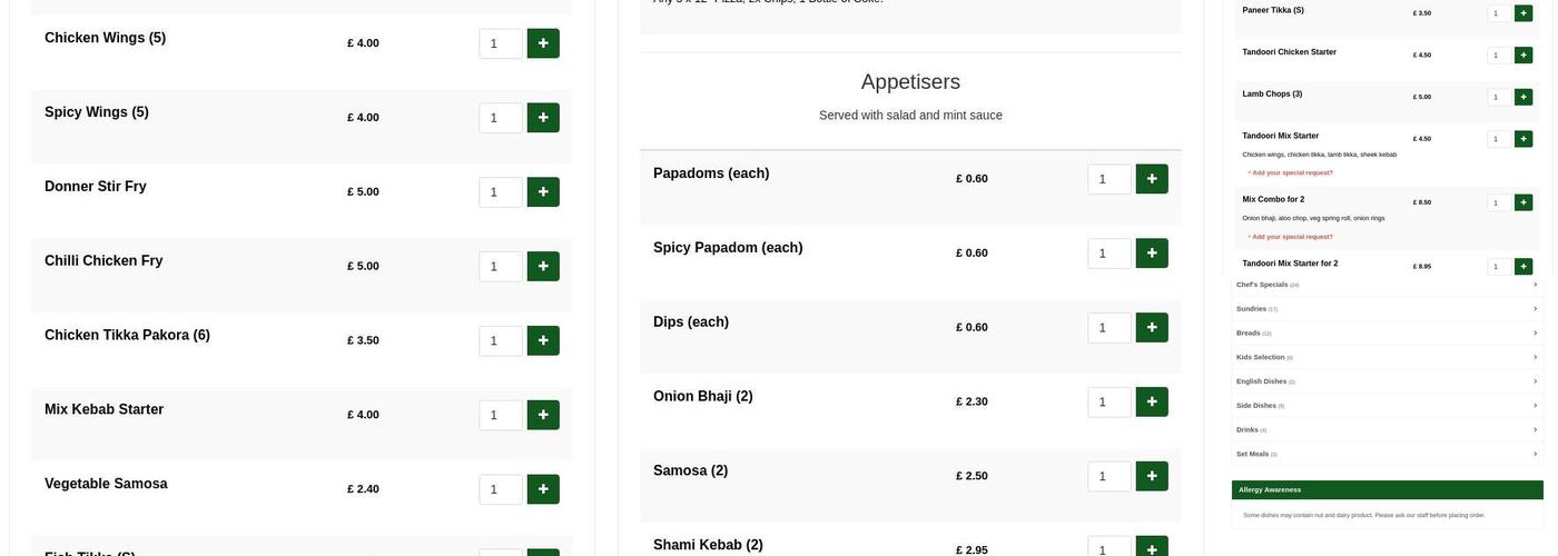 Rajas' Spice Takeaway Menu