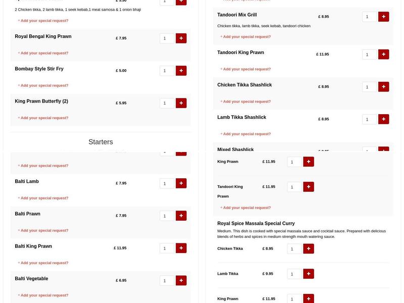 The Spice Masala Menu