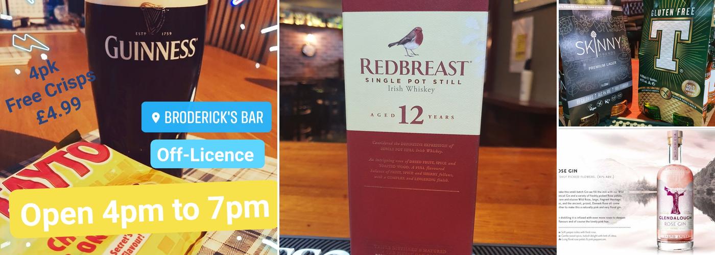 Broderick's Bar & Off Licence Menu