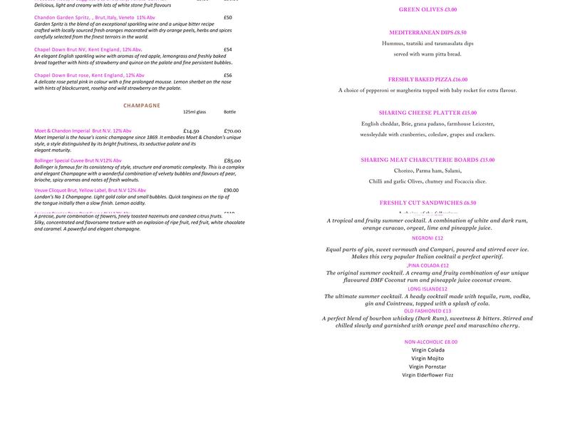 Vault & Vine Menu