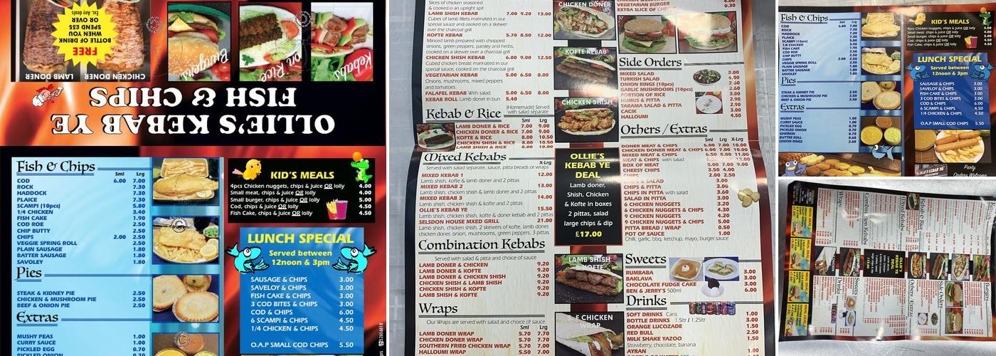 Ollies Kebab & Pizza Orpington Menu
