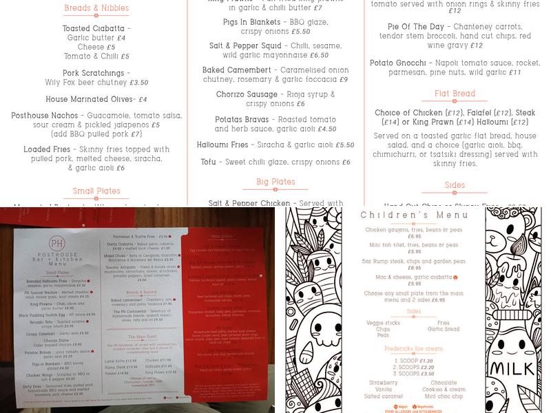 Posthouse Menu