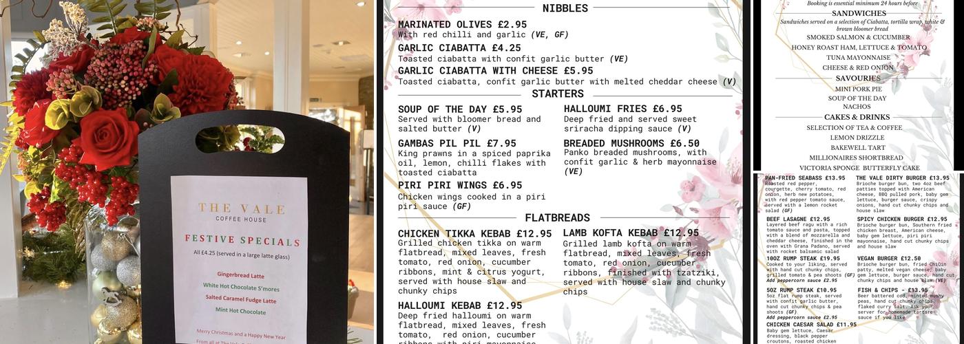 The Vale Orrell - Restaurant and Coffee House Menu