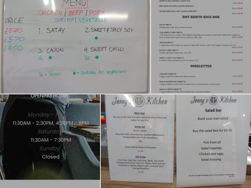 Jonny's Kitchen Menu