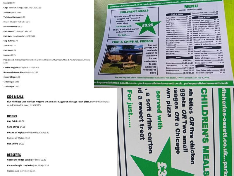 Park Square Fisheries Menu