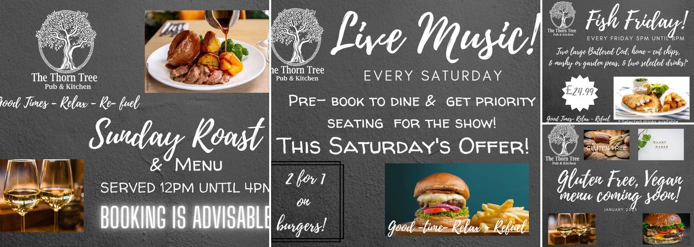 The Thorn Tree, Pub & Kitchen Menu