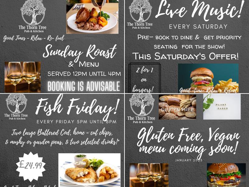 The Thorn Tree, Pub & Kitchen Menu