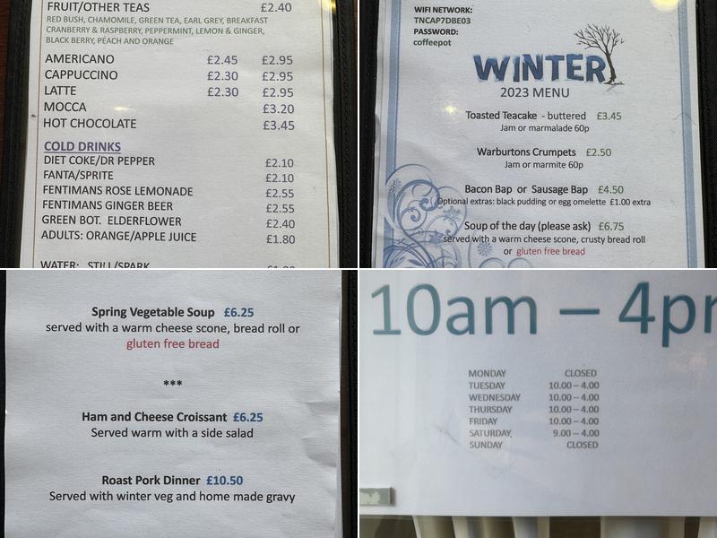 The Old Coffee Pot And Tea Rooms Menu