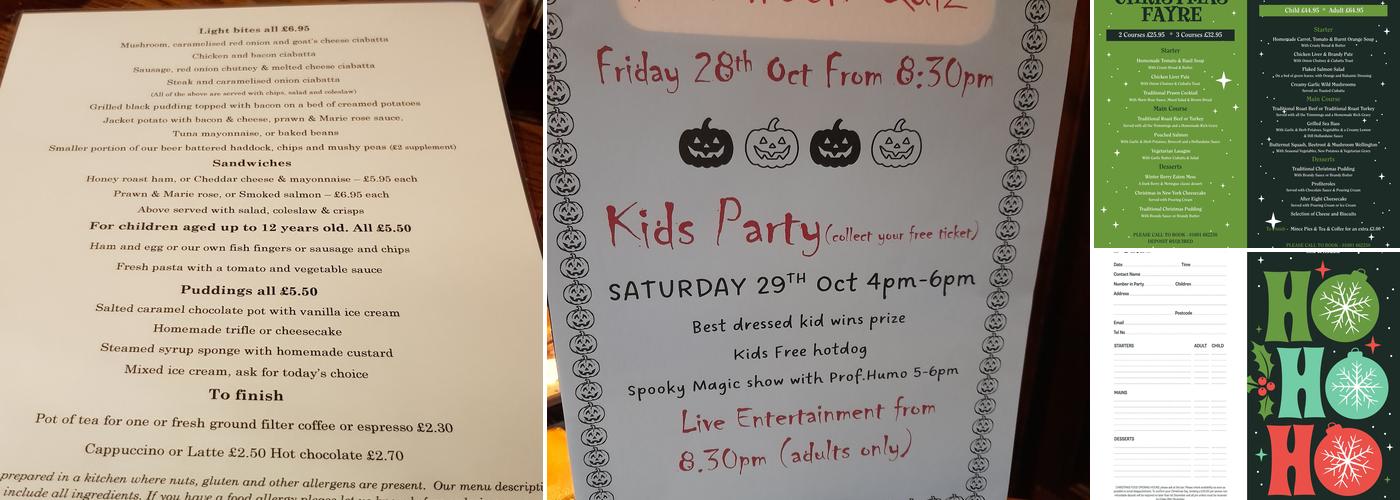 Ye Olde Boote Inn Menu