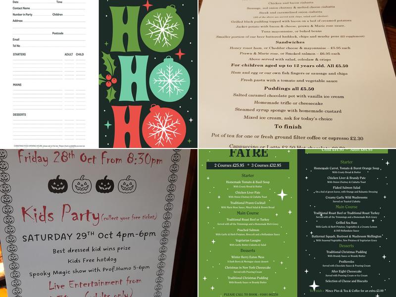 Ye Olde Boote Inn Menu