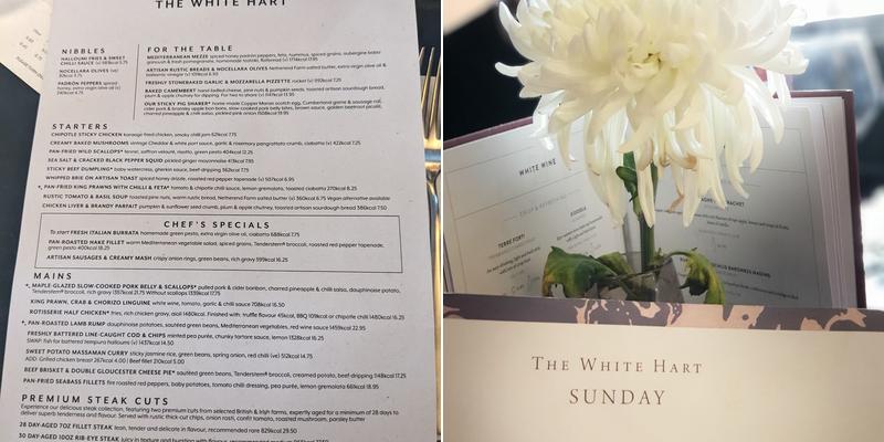 White Hart Pool In Wharfedale Menu