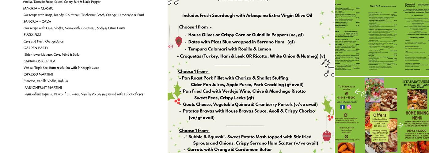 Tapas & Tunes Otley Menu