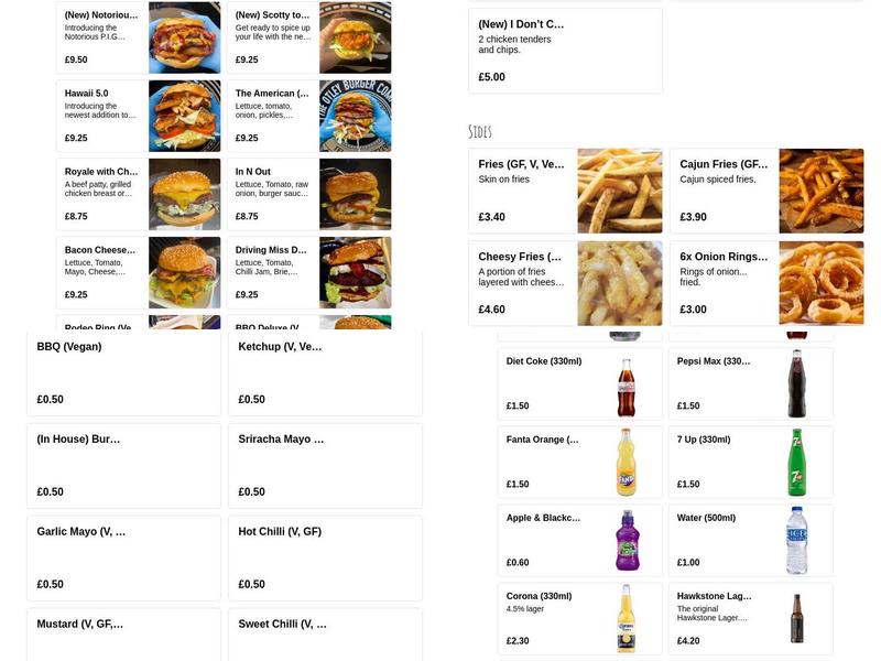 The Otley Burger Company Menu