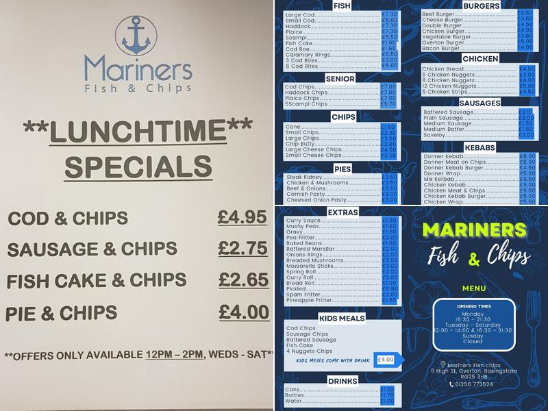 Mariners Fish & Chips Menu