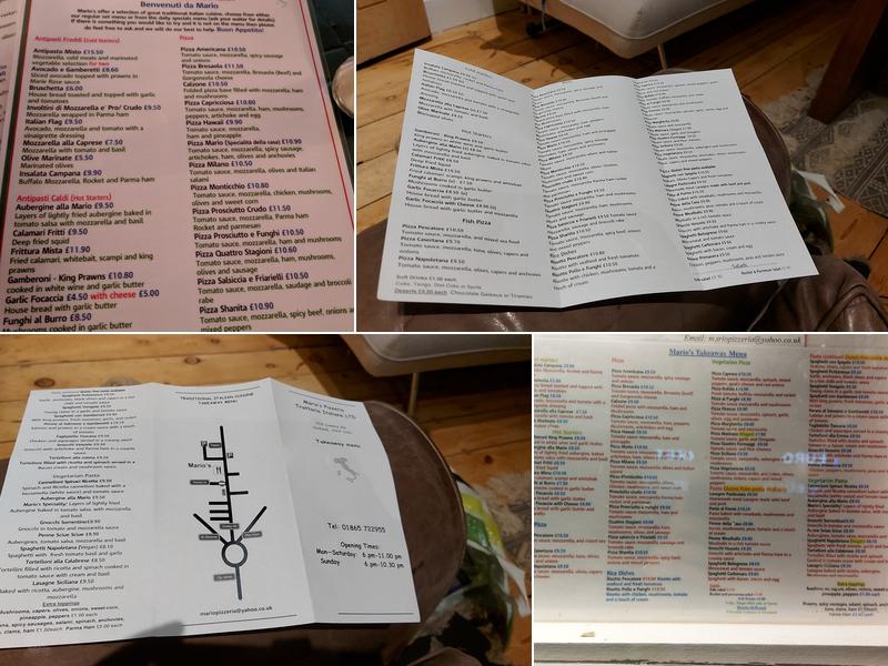 Pizzeria Trattoria Mario Menu