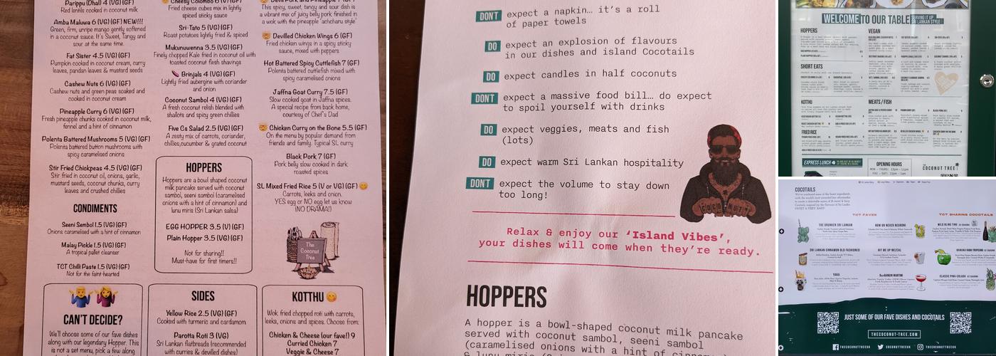 The Coconut Tree Oxford Menu