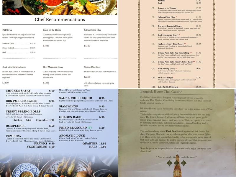 Bangkok House Menu