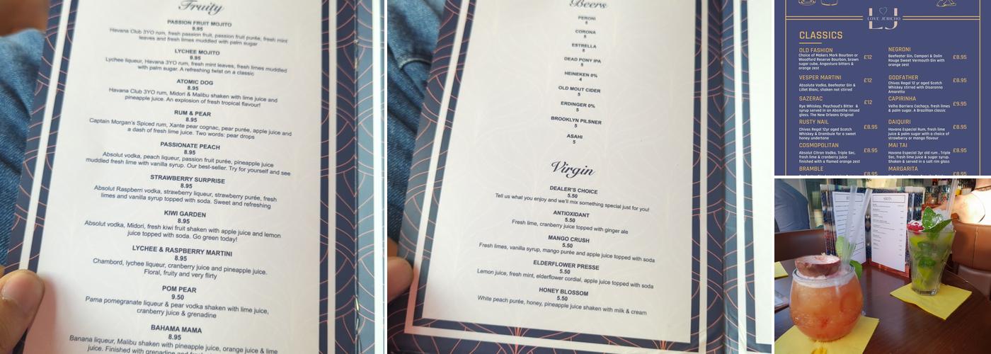 LJ - Love Jericho Cocktail Bar Menu