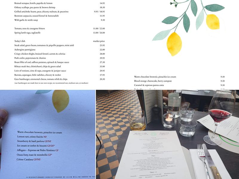 Gees Restaurant & Bar Menu