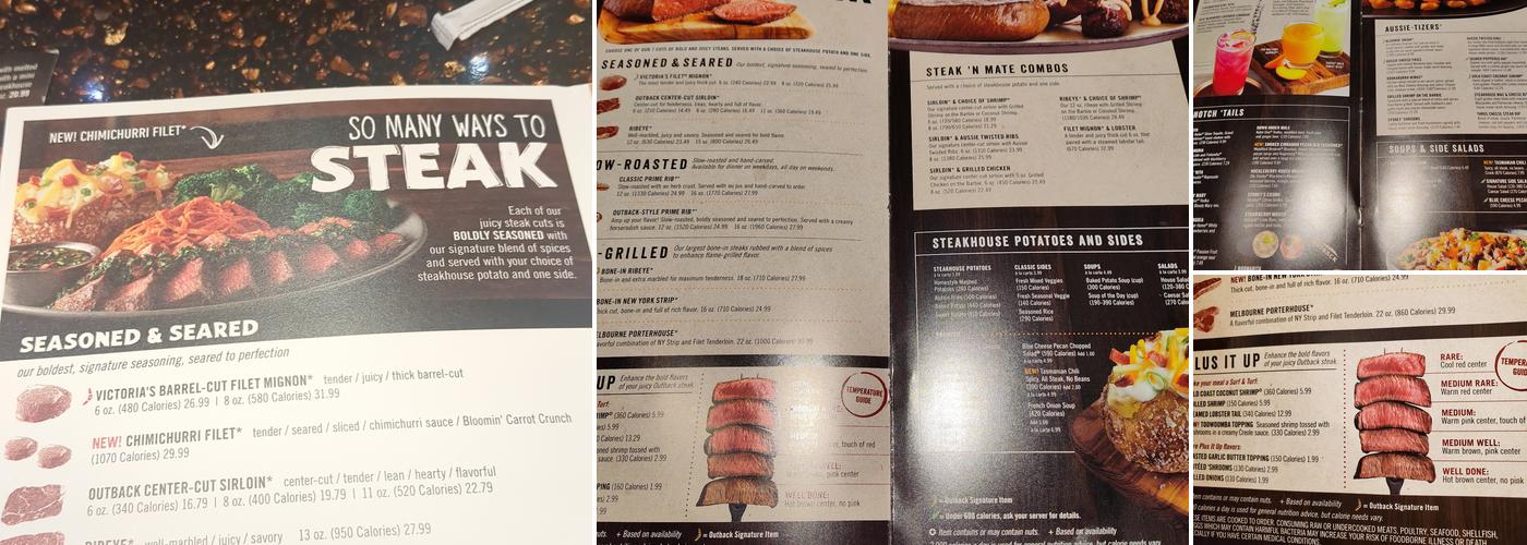 Outback Steakhouse Menu