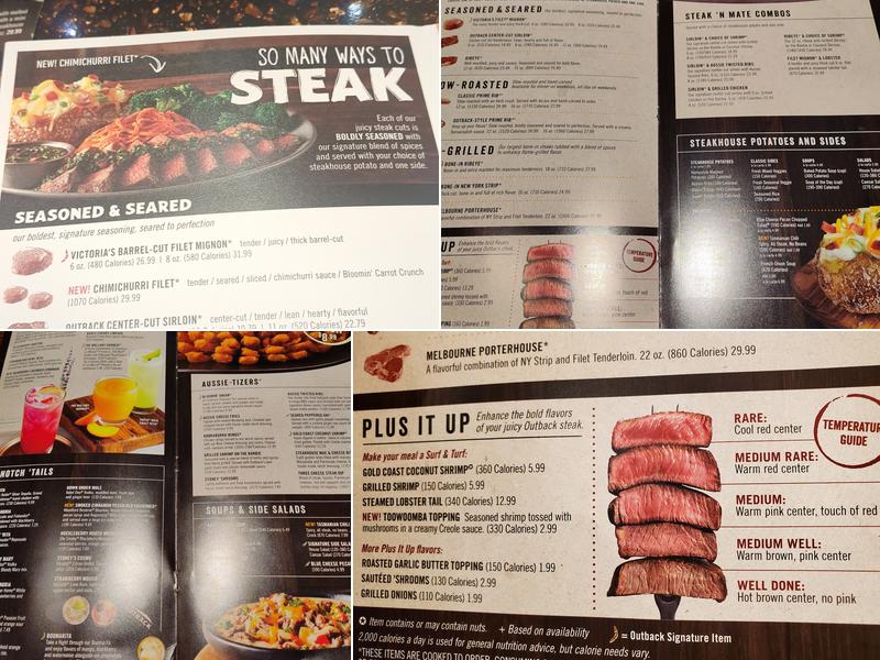 Outback Steakhouse Menu