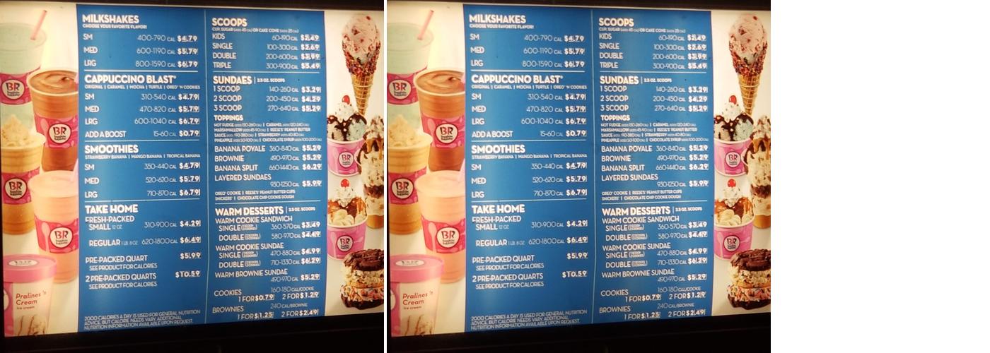 Baskin-Robbins Menu