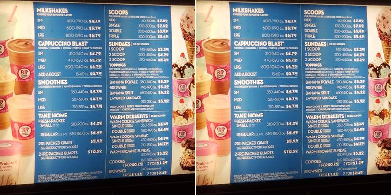 Baskin-Robbins Menu