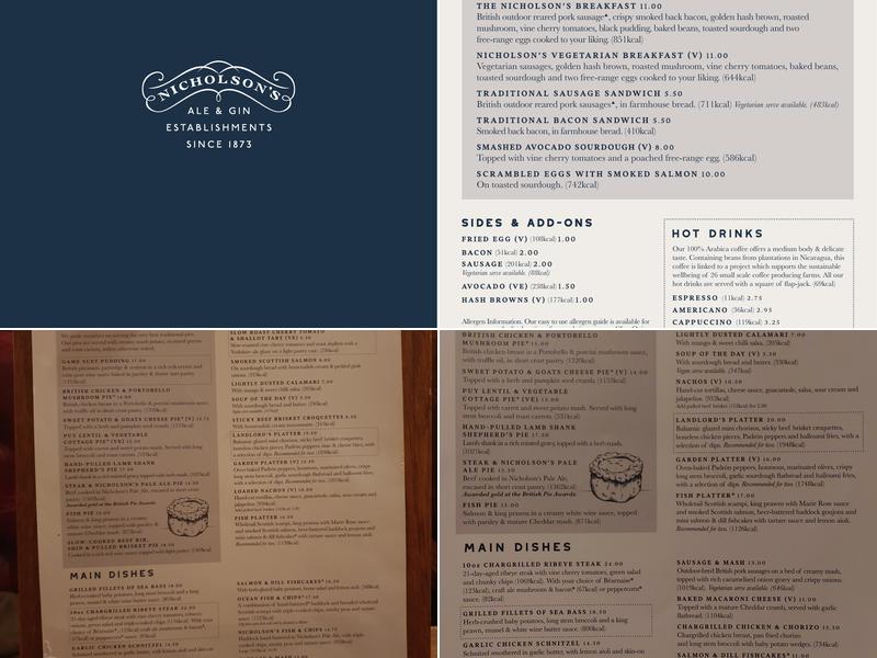 The Chequers Menu