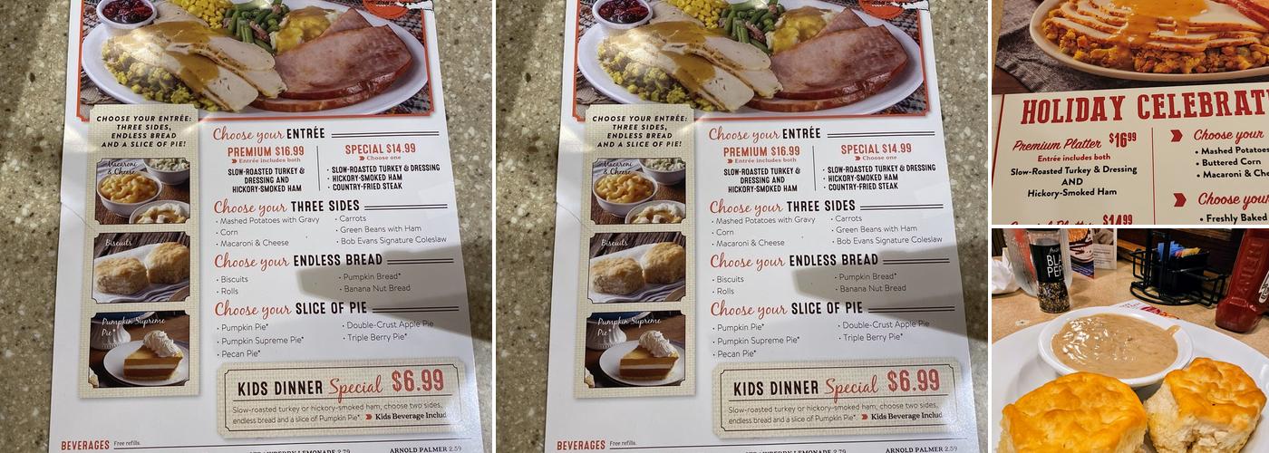 Bob Evans Menu