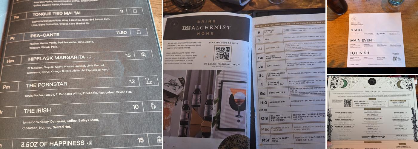 The Alchemist Oxford Menu