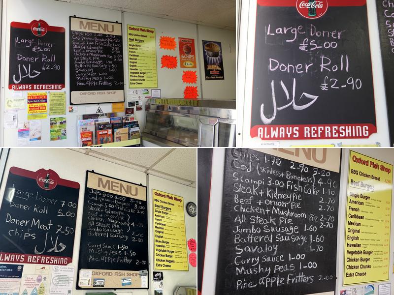 Oxford Fish Shop Menu