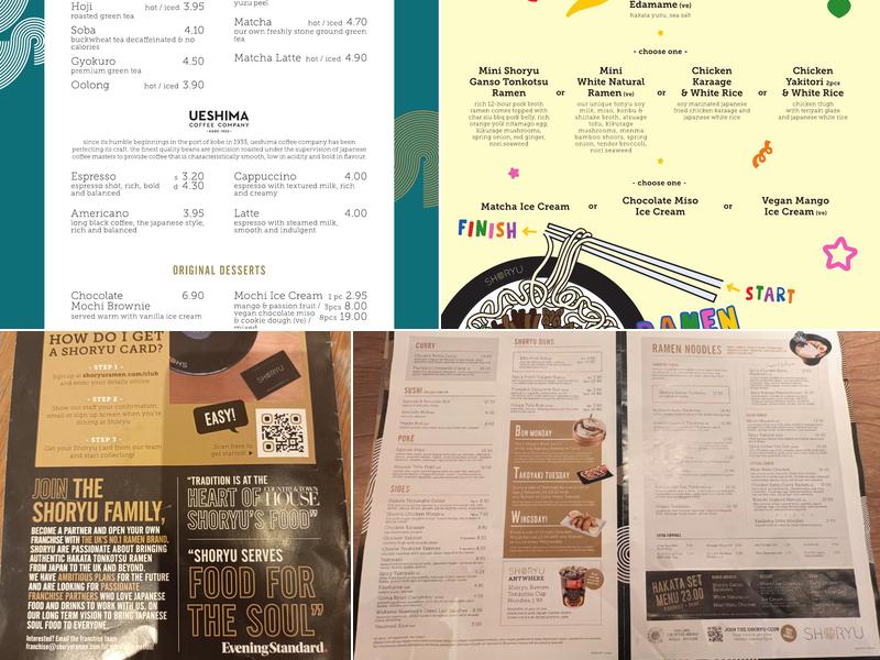 Shoryu Ramen Oxford Menu