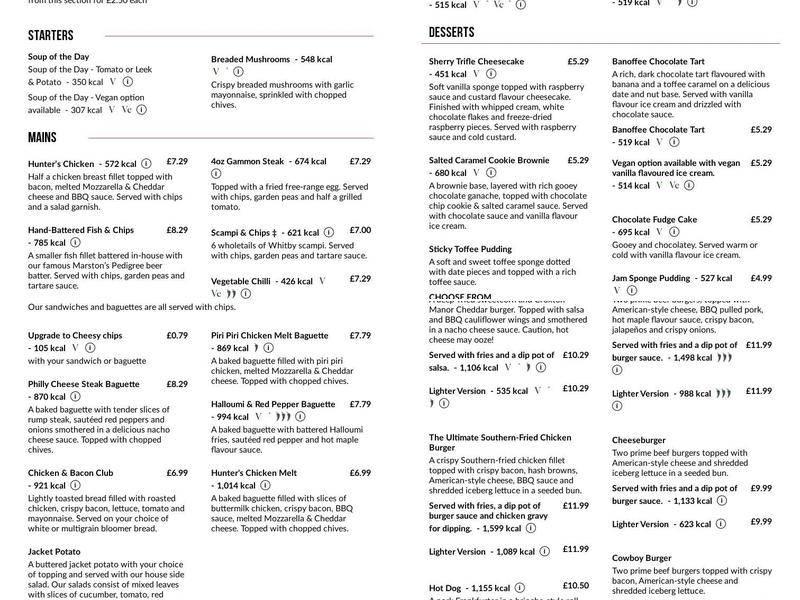 Seacourt Bridge Menu