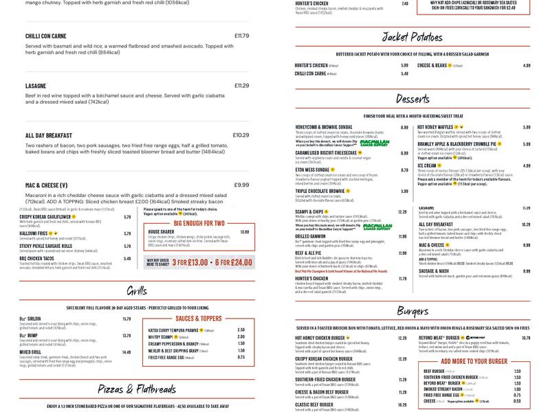 Prince Of Wales Menu