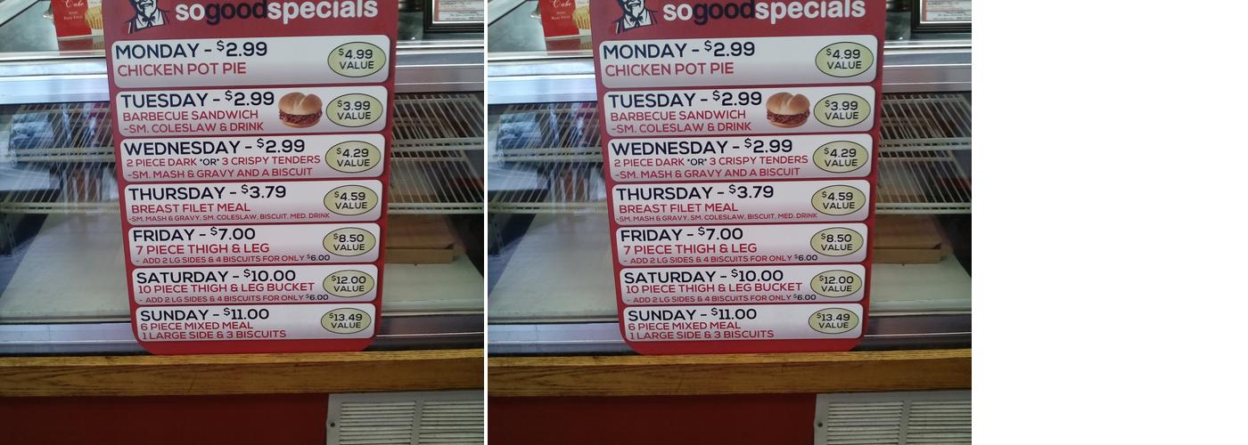KFC Menu