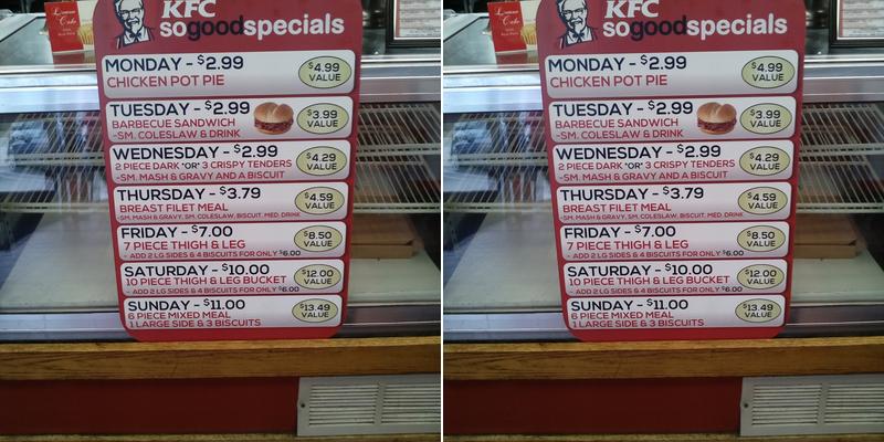 KFC Menu