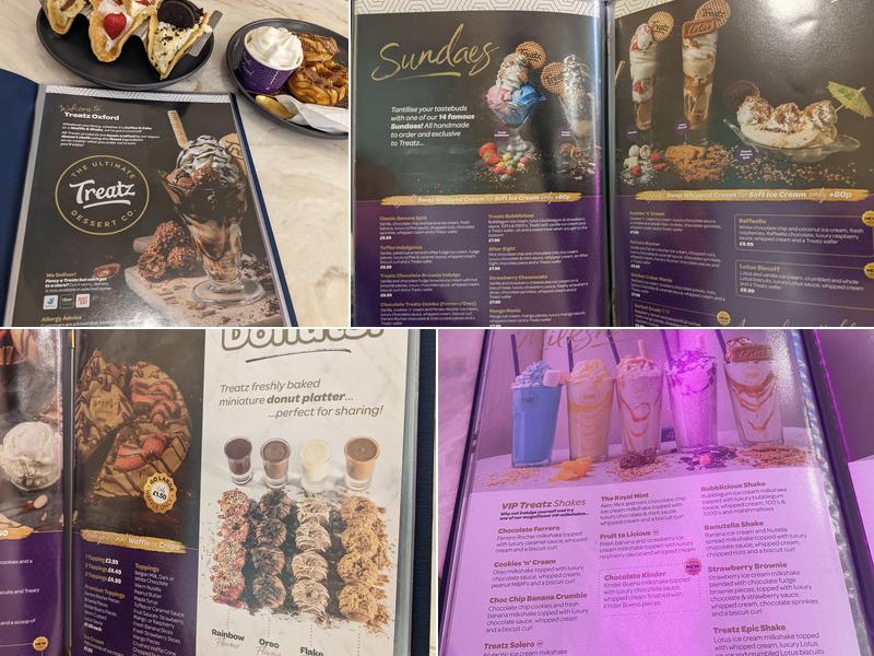 Treatz Desserts Oxford Menu
