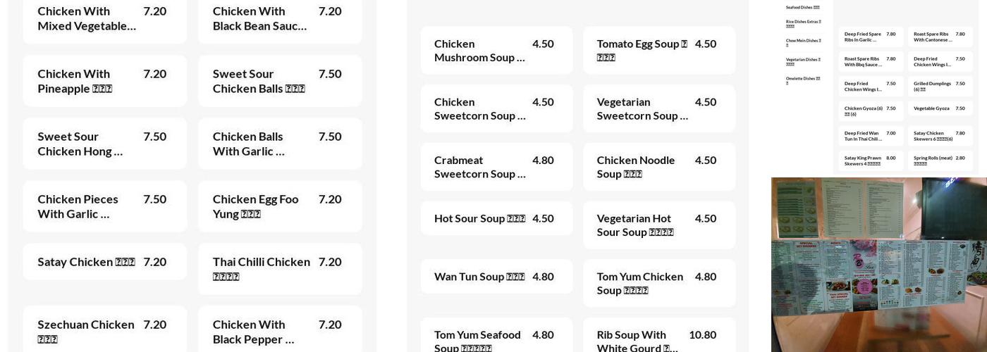 Rice Box Chinese restaurant and takeaway Menu