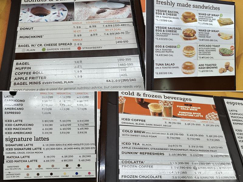 Dunkin' Menu
