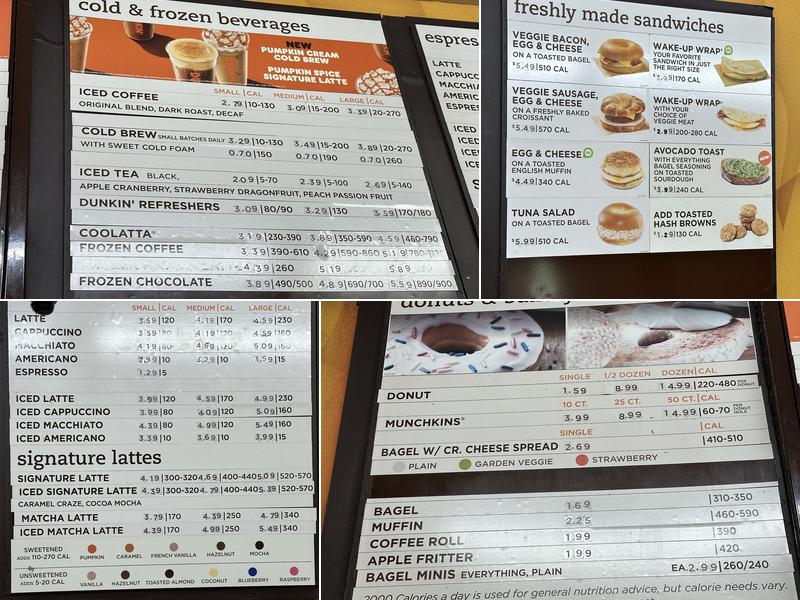Dunkin' Menu