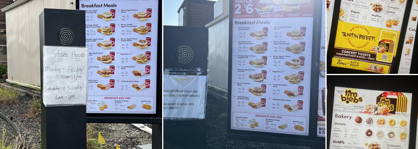 Tim Hortons Menu
