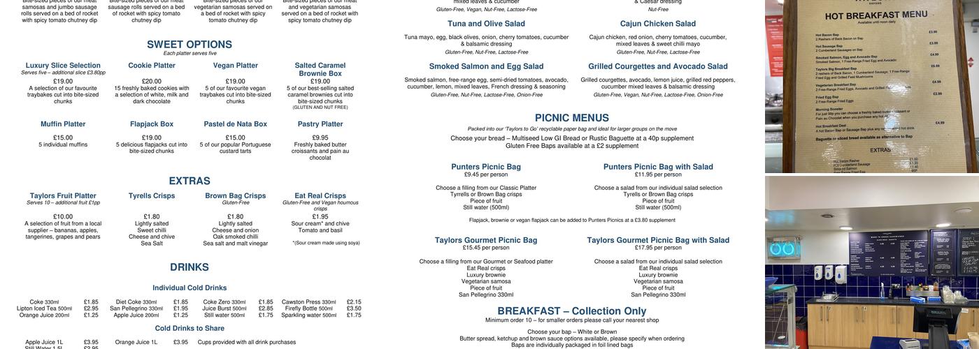 Taylors Summertown Menu