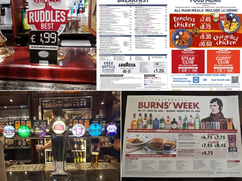 The Sir Henry Segrave - JD Wetherspoon Menu