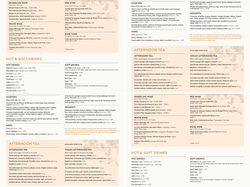 The Ashmolean Cafe Menu