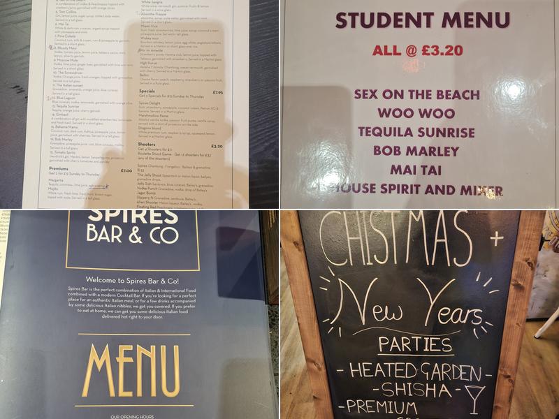 Spires Bar & Co Menu