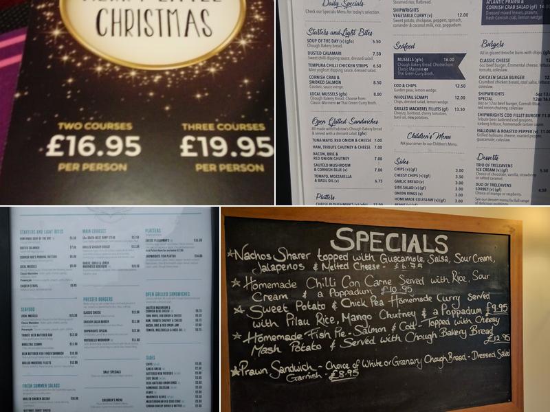 Shipwrights, Padstow Menu