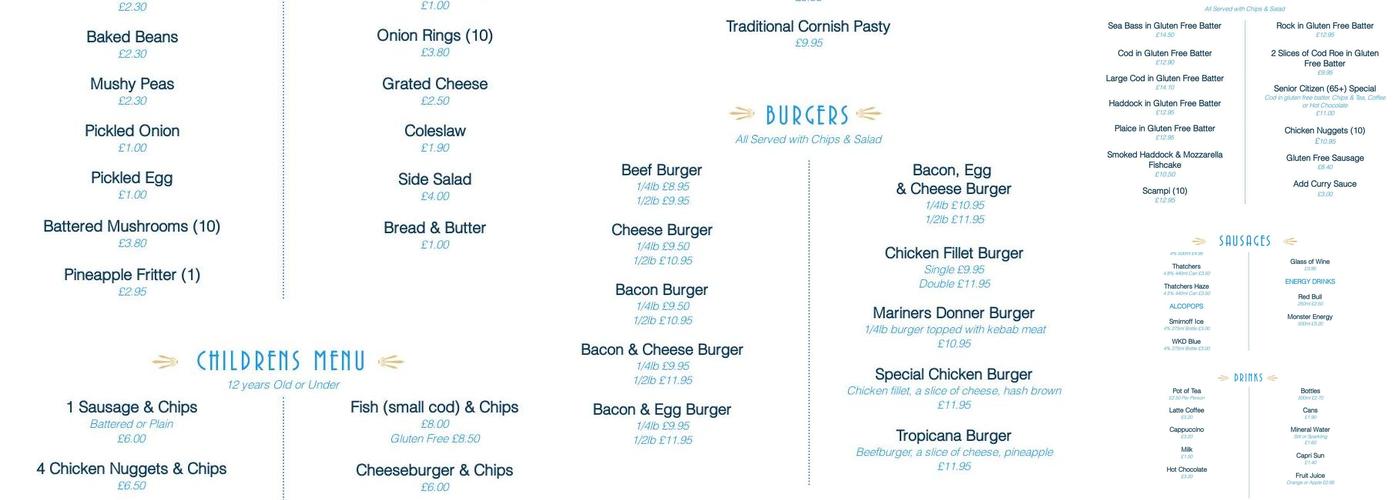 Mariners Fish And Chips Menu