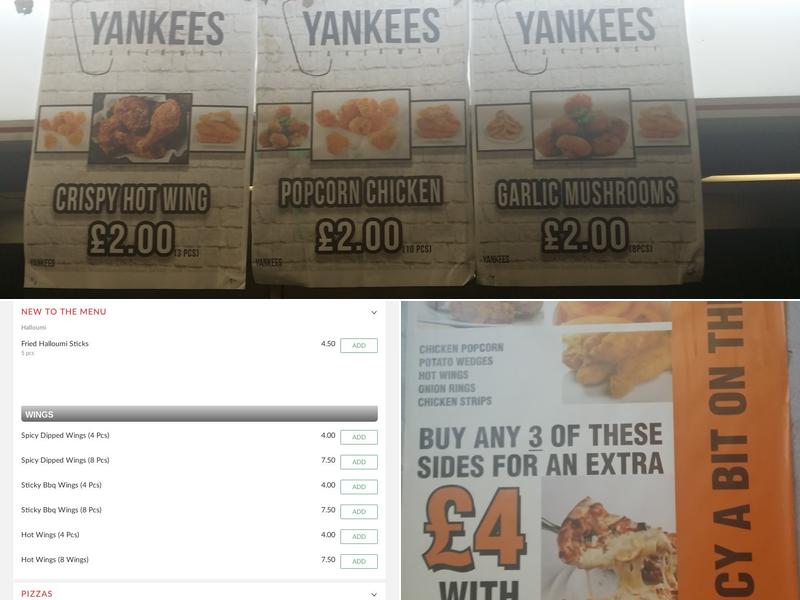 Yankees Takeaway Menu