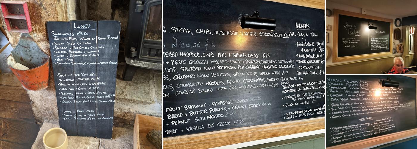 The Oak, Painswick Menu