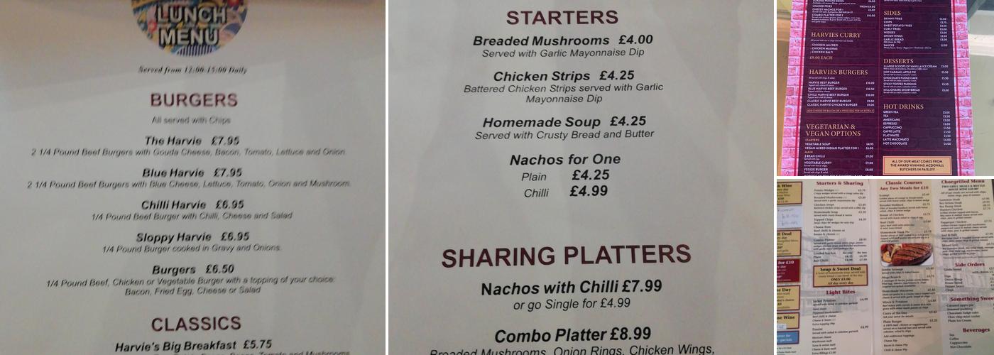 Harvies Bar Menu